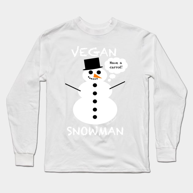 Vegan Snowman Long Sleeve T-Shirt by loeye